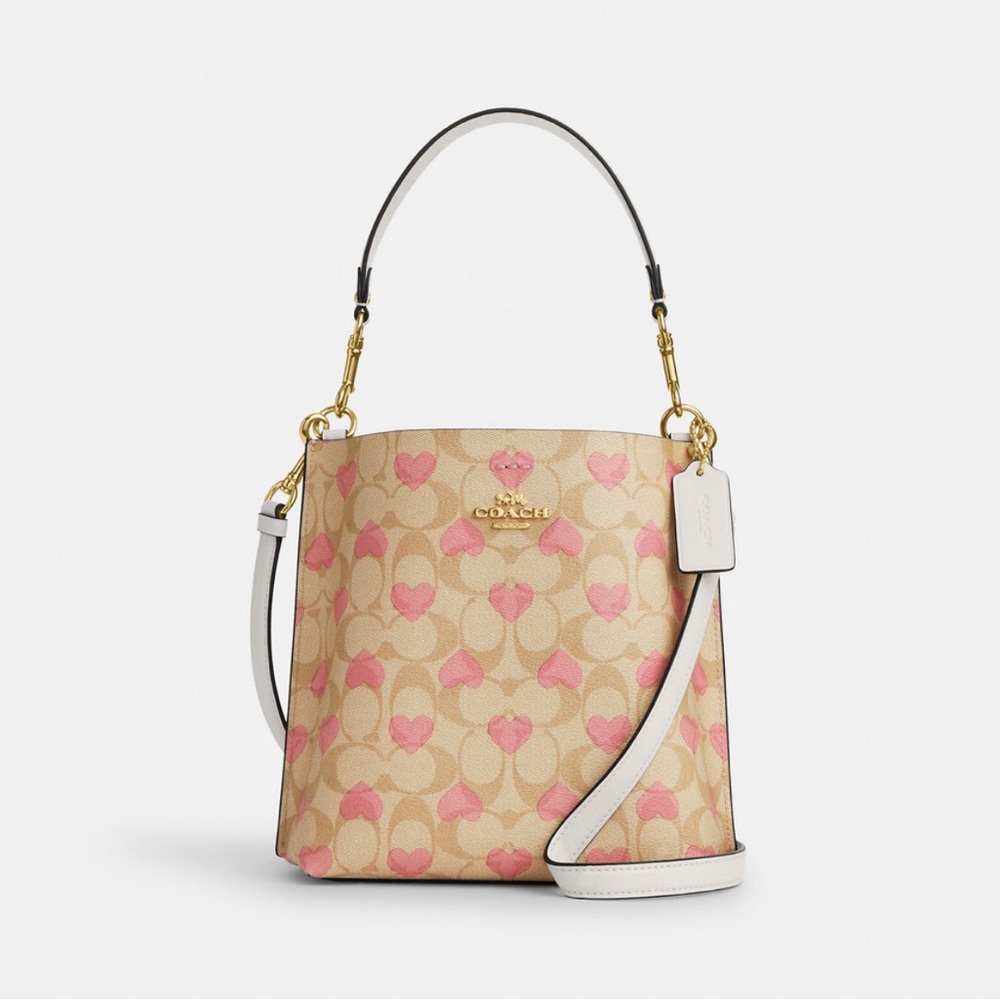 coach Mollie Bucket Bag 22 In Signature Canvas With Heart Print cp056